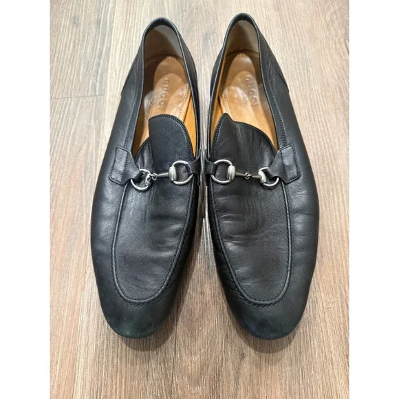 Gucci Mens Black Leather Horsebit Loafers Silver Hardware Made in Italy 12.5 - Picture 2 of 10